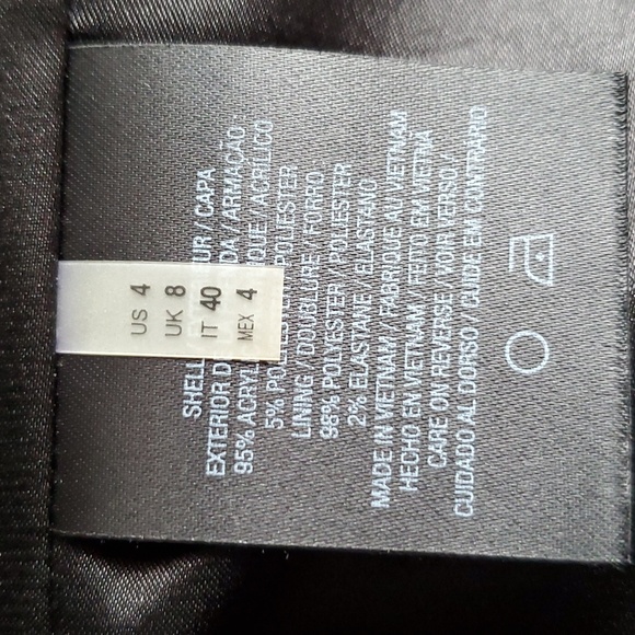 T Tahari - Jacket with leather trimming and black/white weave embroidery. - Picture 4 of 8